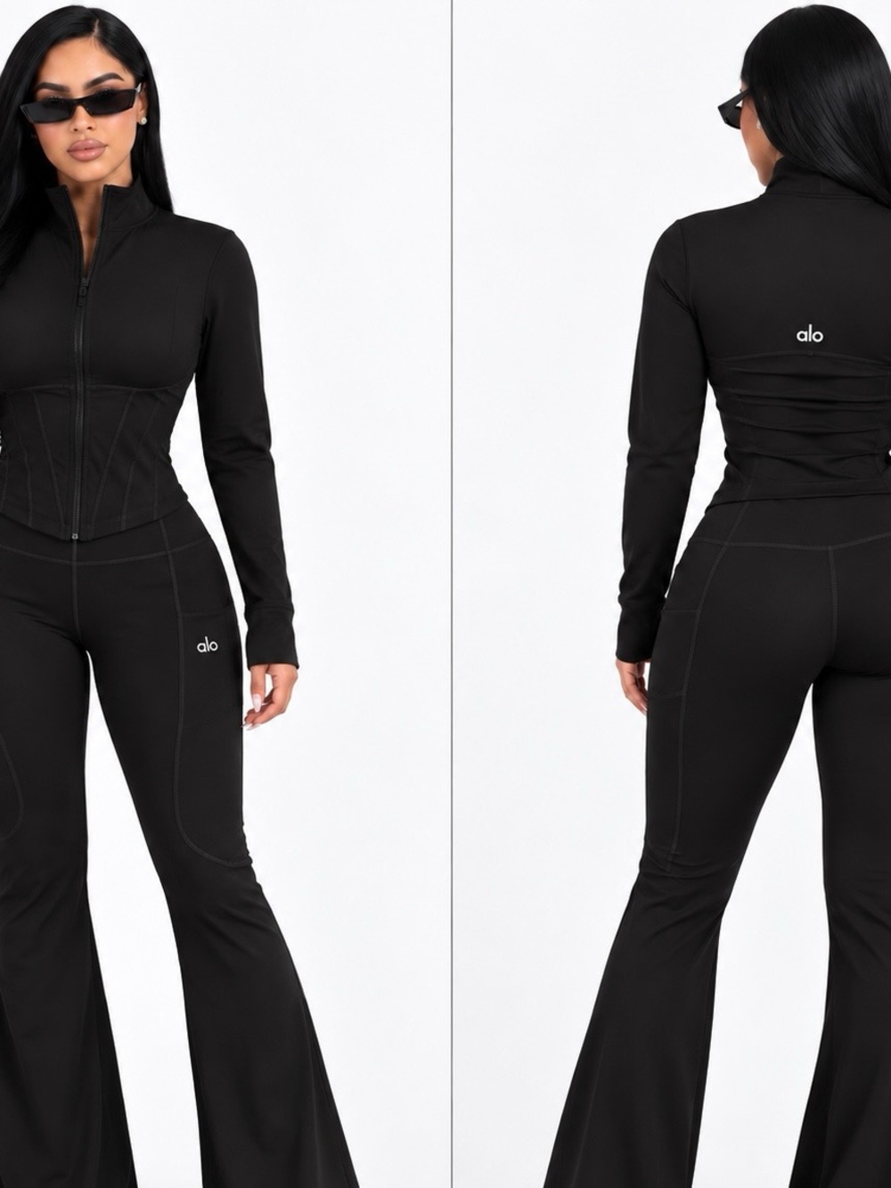 ALO Yoga Black Flared High-Rise Leggings